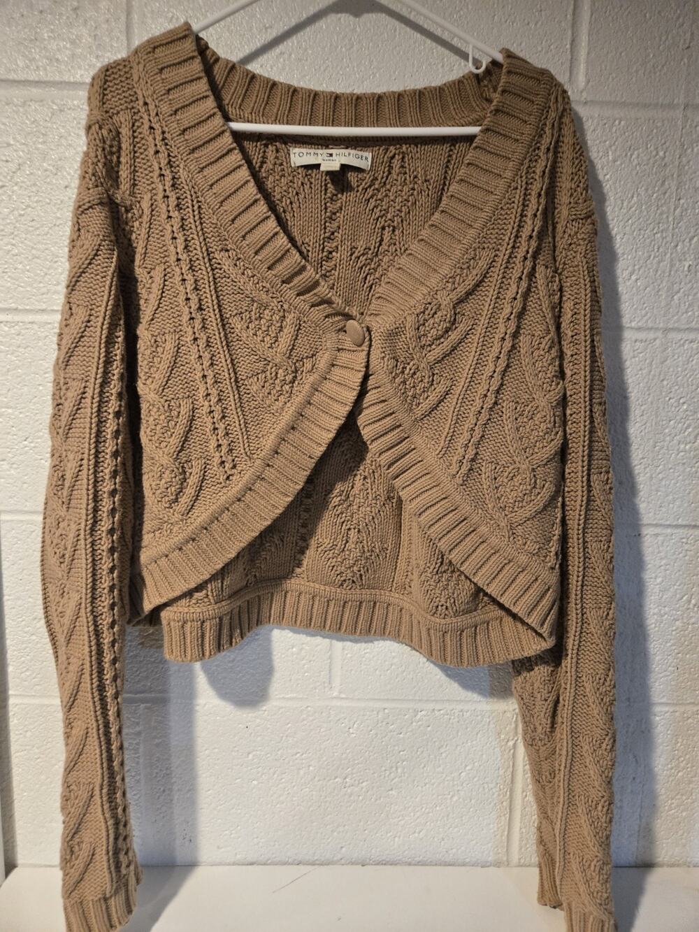 Tommy Hilfiger Brown Crop Cardigan Womens Size 2x Used Good Condition